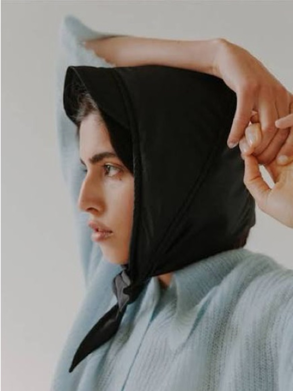 Rus Nori Scarf Hat - black padded kerchief style hat